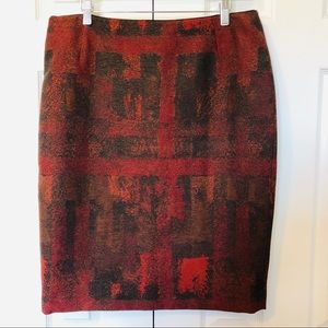 ThredUp Lafayette 148 New York Red/Orange/Brown Revelin Wool Blend Pencil Skirt